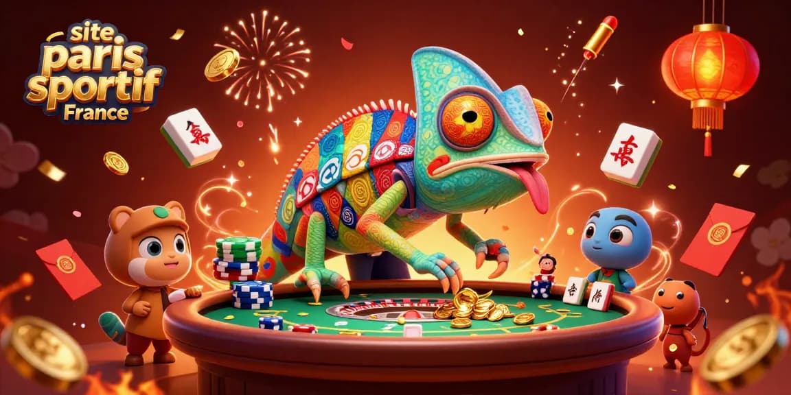 Pariez sur site paris sportif France avec des jeux animés et une ambiance festive remplie de pièces d'or et de feux d'artifice.