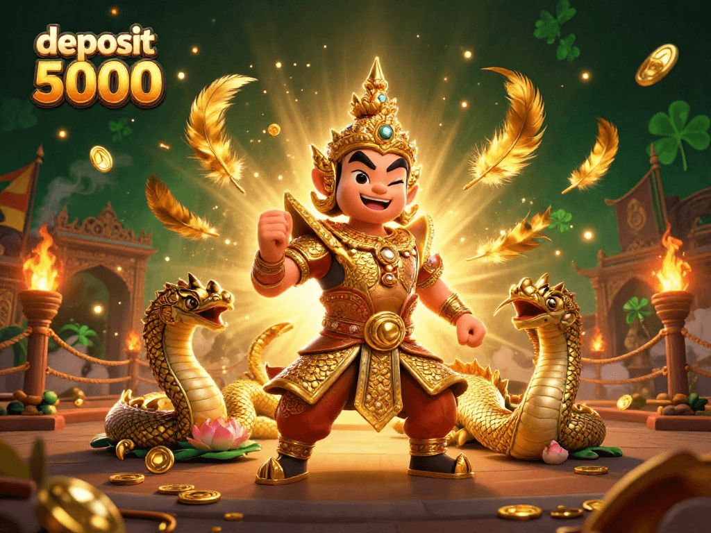 Experience the excitement of deposit 5000 with vibrant gambling elements in a colorful casino scene.