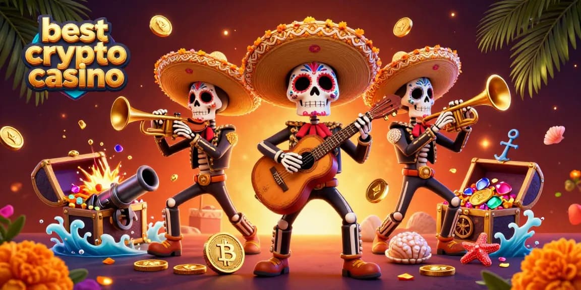 Le meilleur casino crypto attire avec des cartes flottantes et des pièces d'or scintillantes.