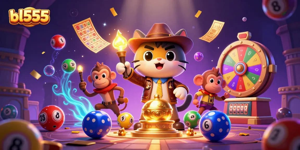 Experience the excitement of fortune at bl555 with a 3D scene filled with vibrant casino elements and adventure!