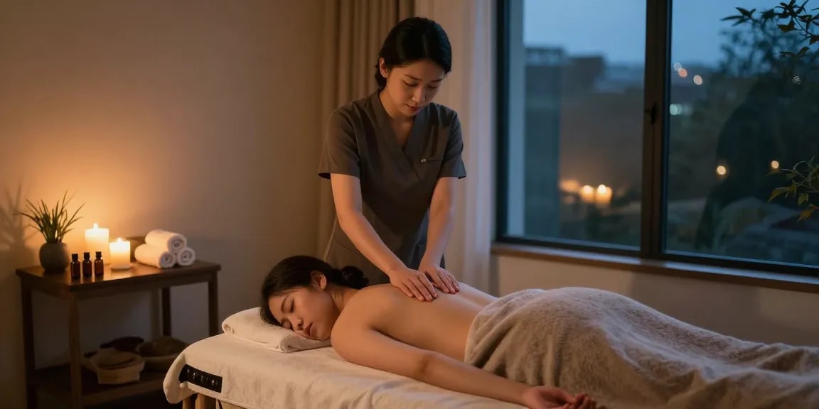 Premium 잠실출장마사지 experience in a serene atmosphere with a professional therapist.