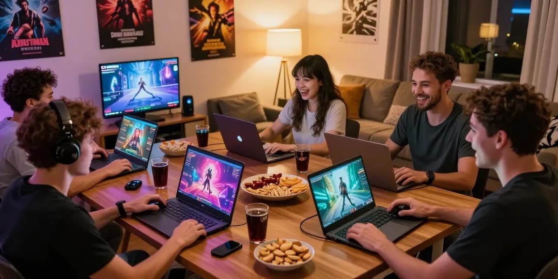Adults enjoying engaging porn games together in a cozy and vibrant gaming environment.