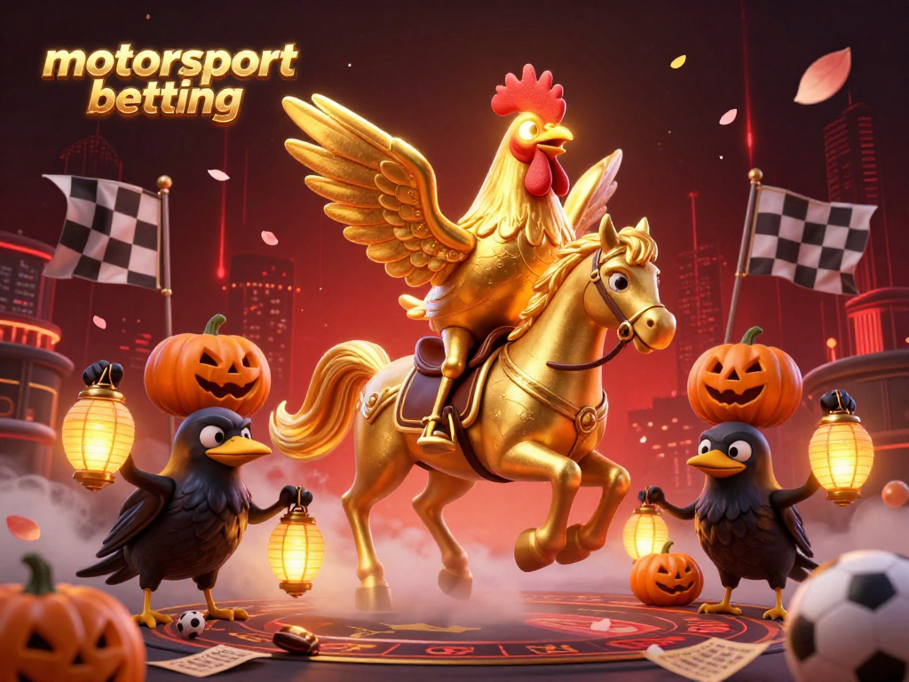 Engage in thrilling motorsport betting surrounded by dynamic casino elements in this vibrant illustration.