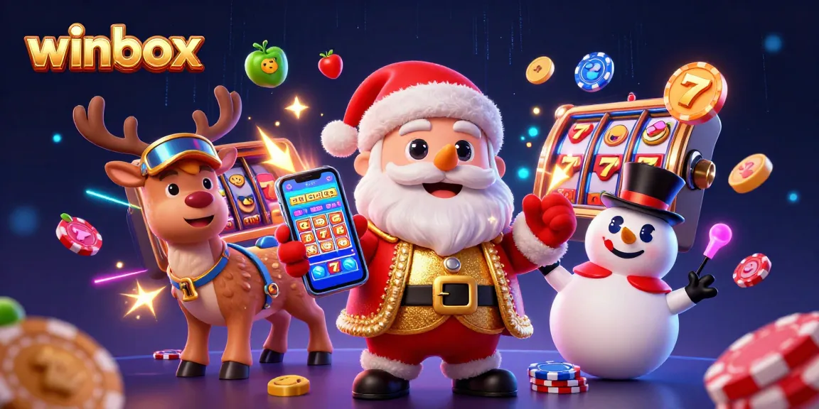 Winbox offers thrilling jackpot slots action with a festive Santa, reindeer dealer, and poker chip snowman!