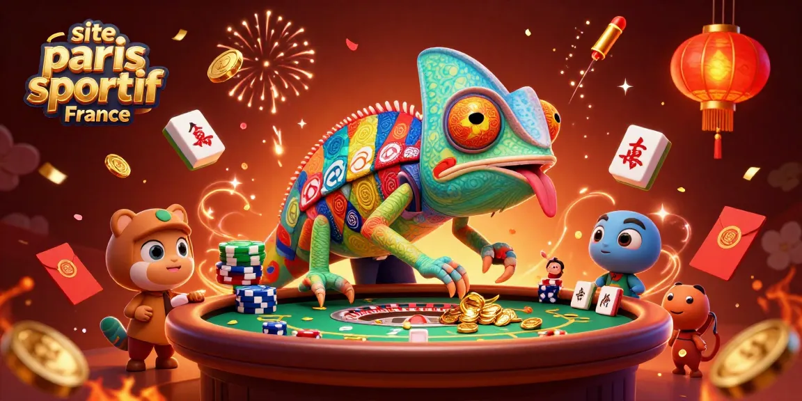 Pariez sur site paris sportif France avec des jeux animés et une ambiance festive remplie de pièces d'or et de feux d'artifice.
