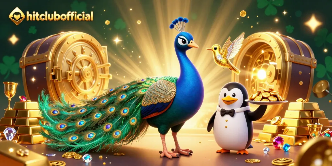 Experience the excitement of hitclubofficial with golden treasures and 3D characters in a vibrant casino atmosphere.