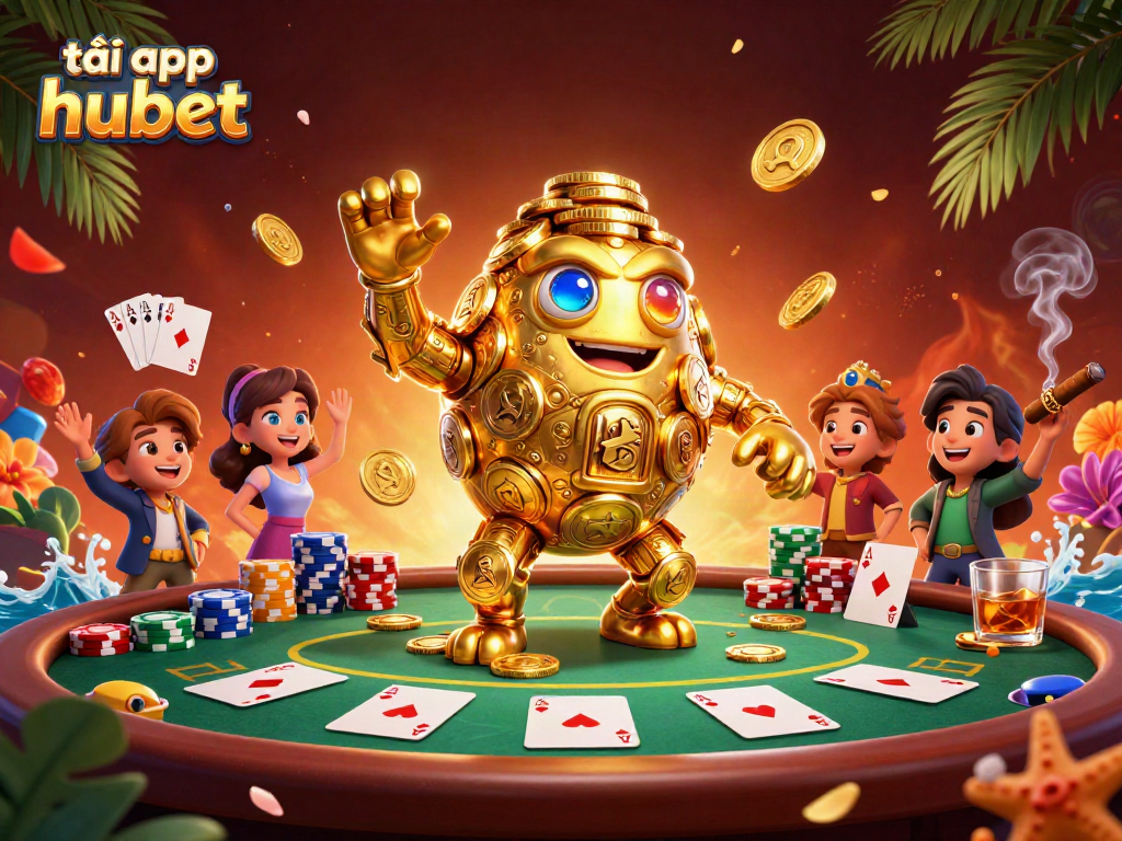 Experience excitement as you tải app hubet and engage with vibrant casino scenes showcasing poker elements.