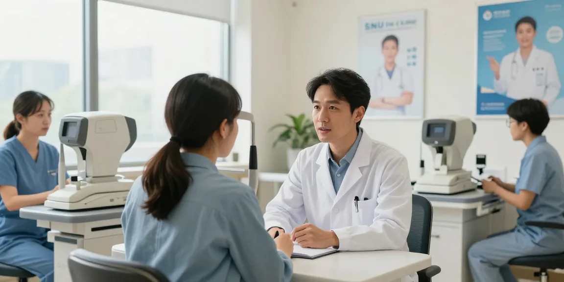 Patient consultation for icl ボクシング in a modern eye clinic, showcasing advanced eye care.