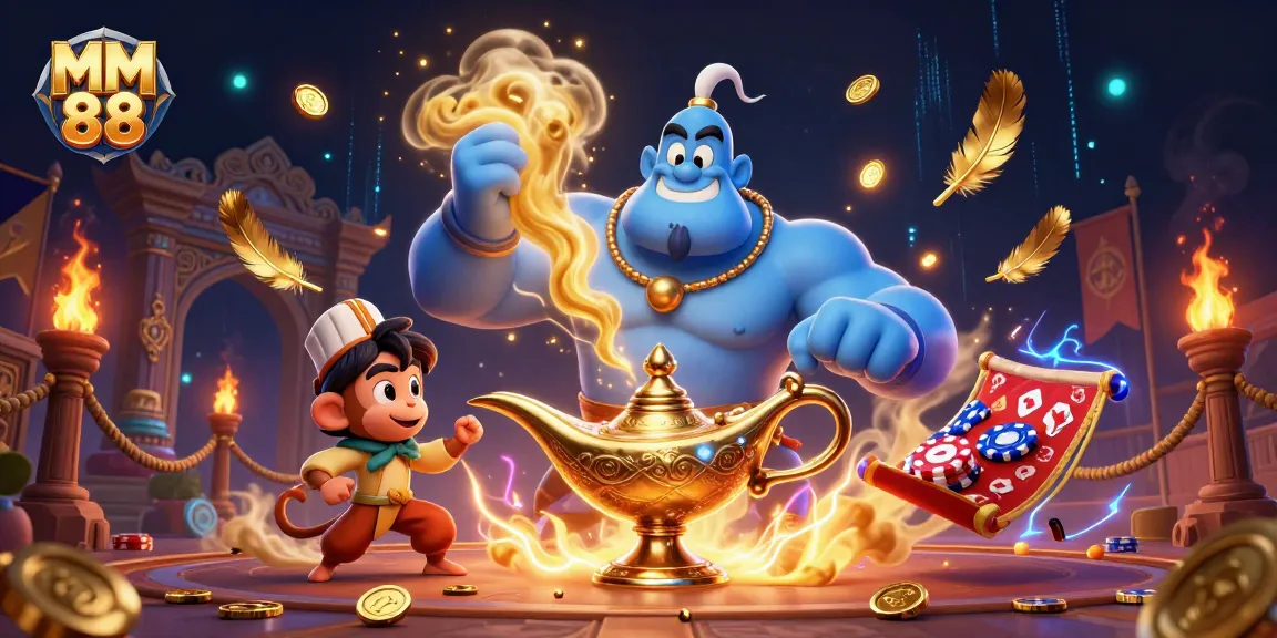 Engage with MM 88 through dynamic casino visuals featuring vibrant characters and thrilling elements.