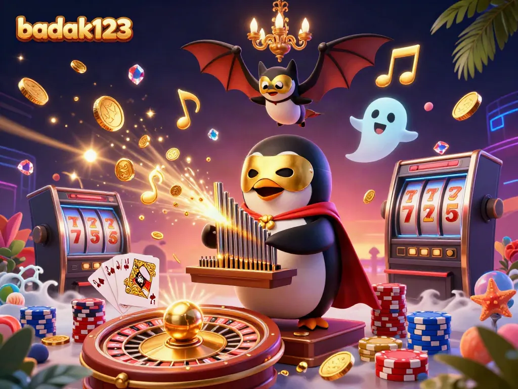 Permainan slot menarik di BADAK123, dengan banyak koin emas dan permainan meriah.