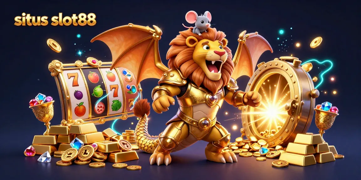 Situs slot88 menghadirkan petualangan bertema slot dengan makhluk chimera dan mouse berani di tengah tumpukan emas.