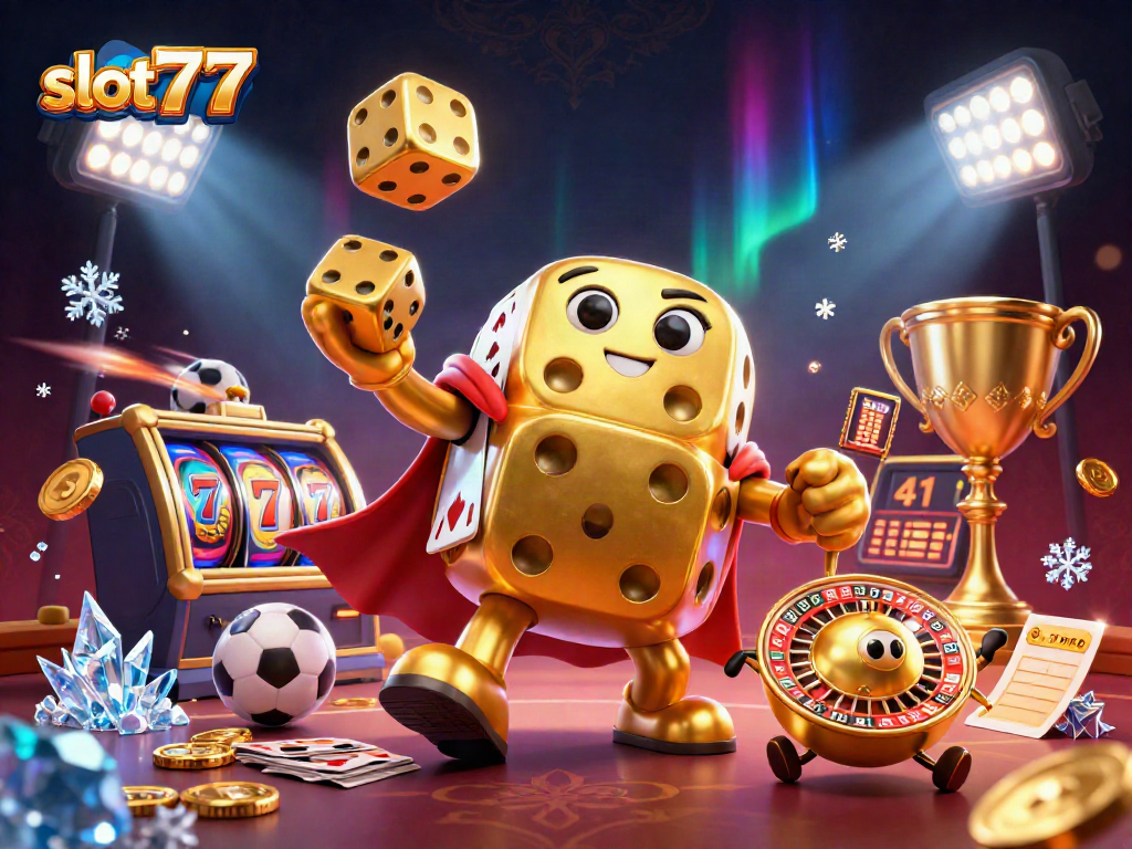 Navigate exciting slot777 games with dynamic 3D characters and illustrations, featuring vibrant casino elements.