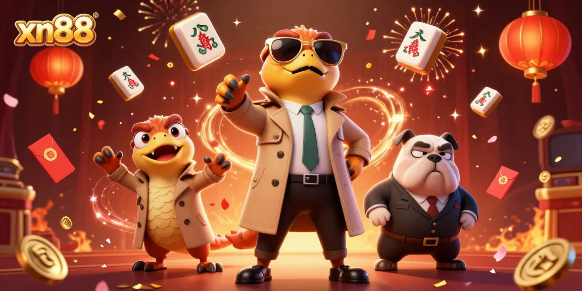Experience the excitement of xn88 with playful raptors and festive gambling elements in a vibrant casino scene.