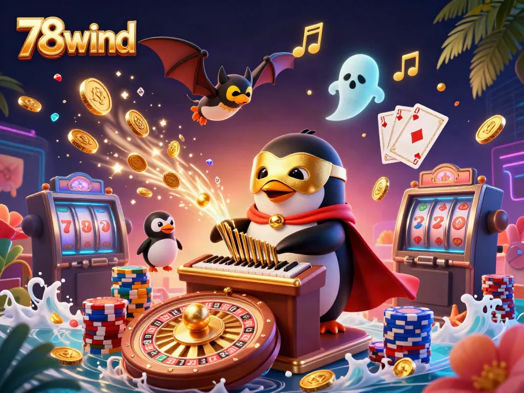 Experience the thrilling excitement of 78wind with a captivating casino-themed digital illustration featuring vibrant characters.