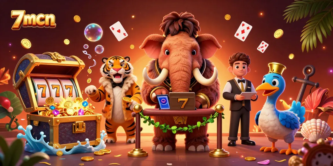 Engage in thrilling gameplay at 7mcn with vibrant characters and casino-themed elements.