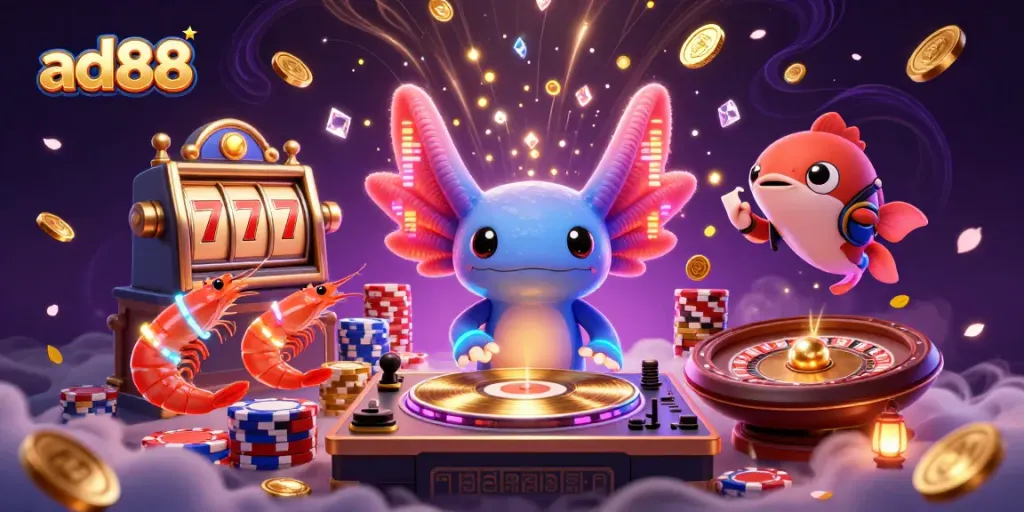 Experience thrilling slots gameplay at ad88 with vibrant characters and exciting game elements.