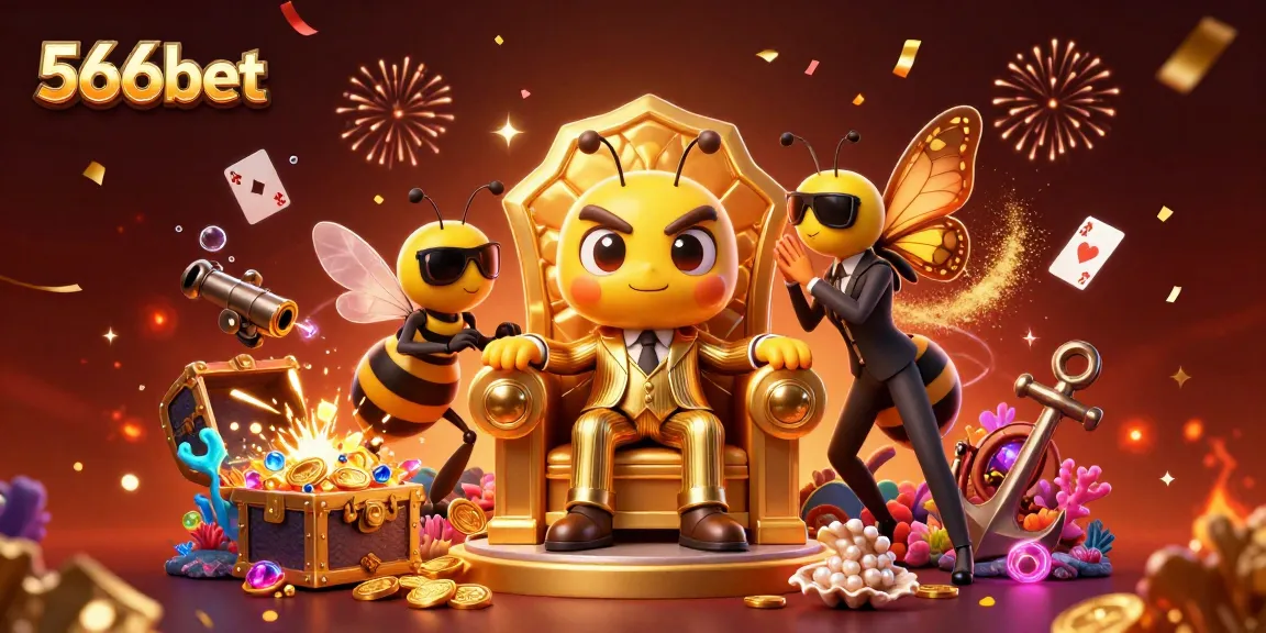 Engage with thrilling games at 566bet's vibrant 3D casino illustration featuring exciting characters.