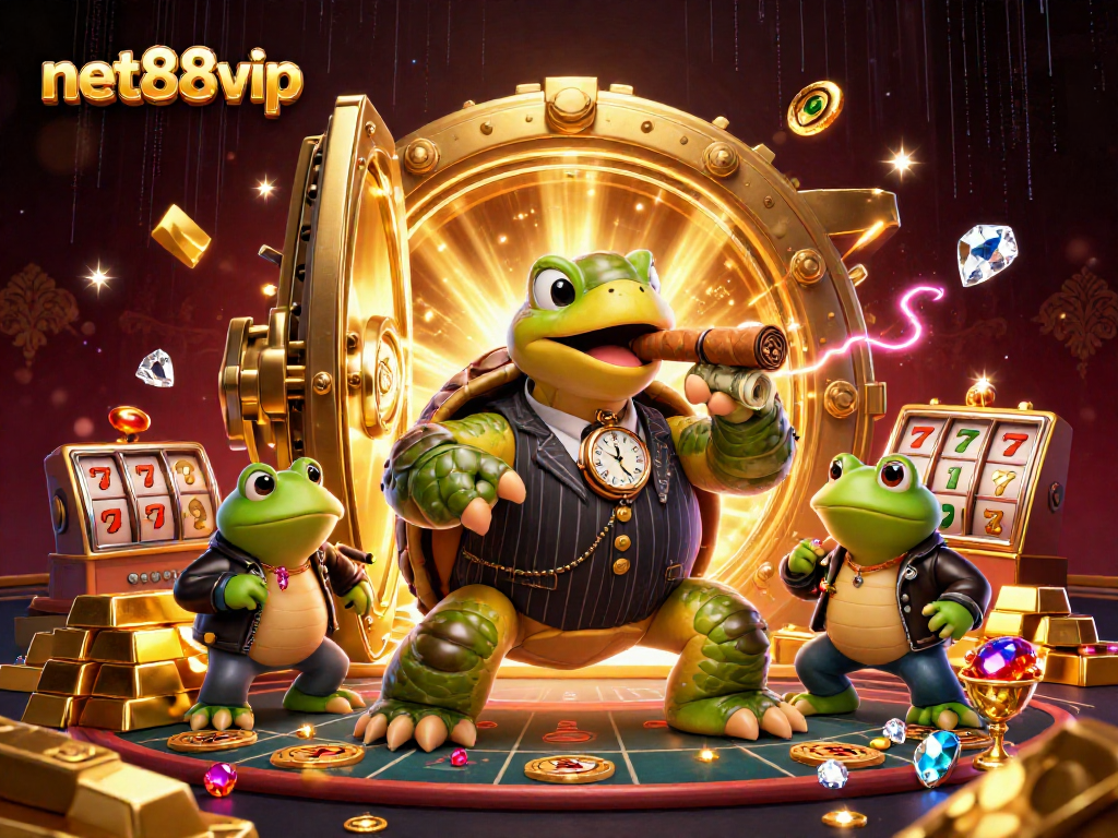 Experience thrilling wins with net88vip's vibrant casino world featuring a snapping turtle and bullfrog enforcers.