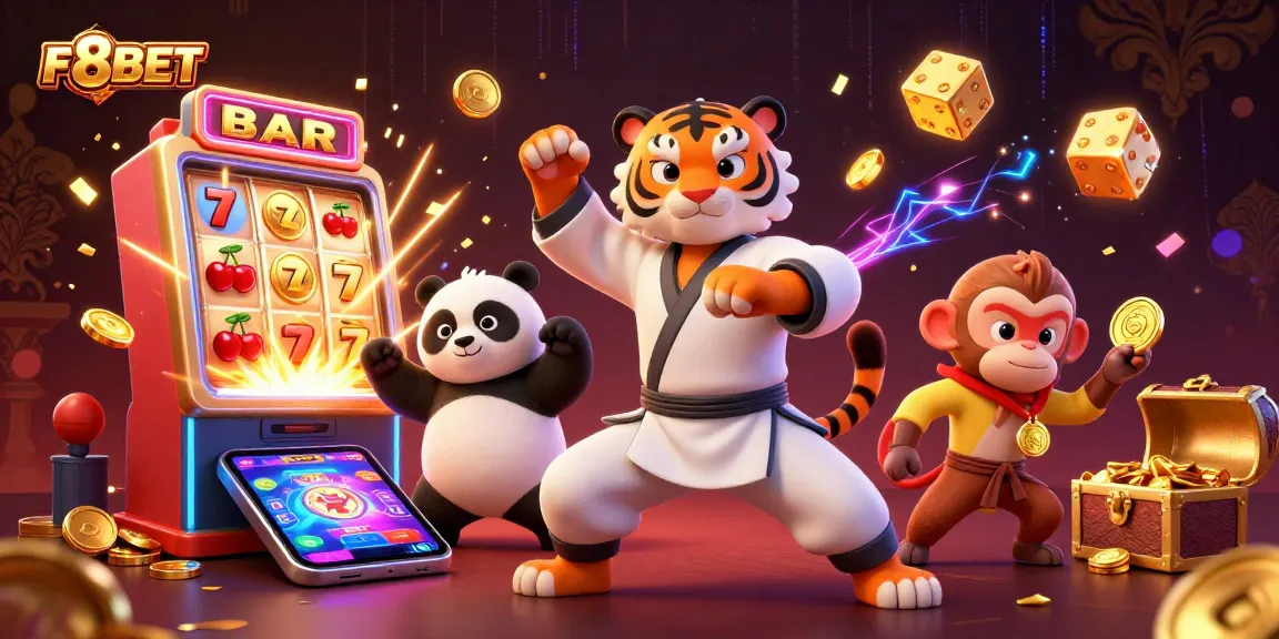Experience the vibrant world of F8BET in a thrilling casino scene filled with excitement and dynamic elements.