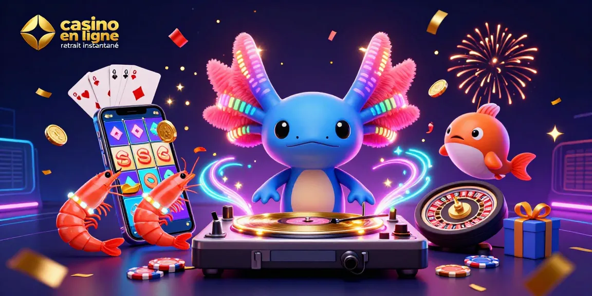 Retirez vos gains facilement avec casino en ligne retrait instantané, illustration colorée et festive.