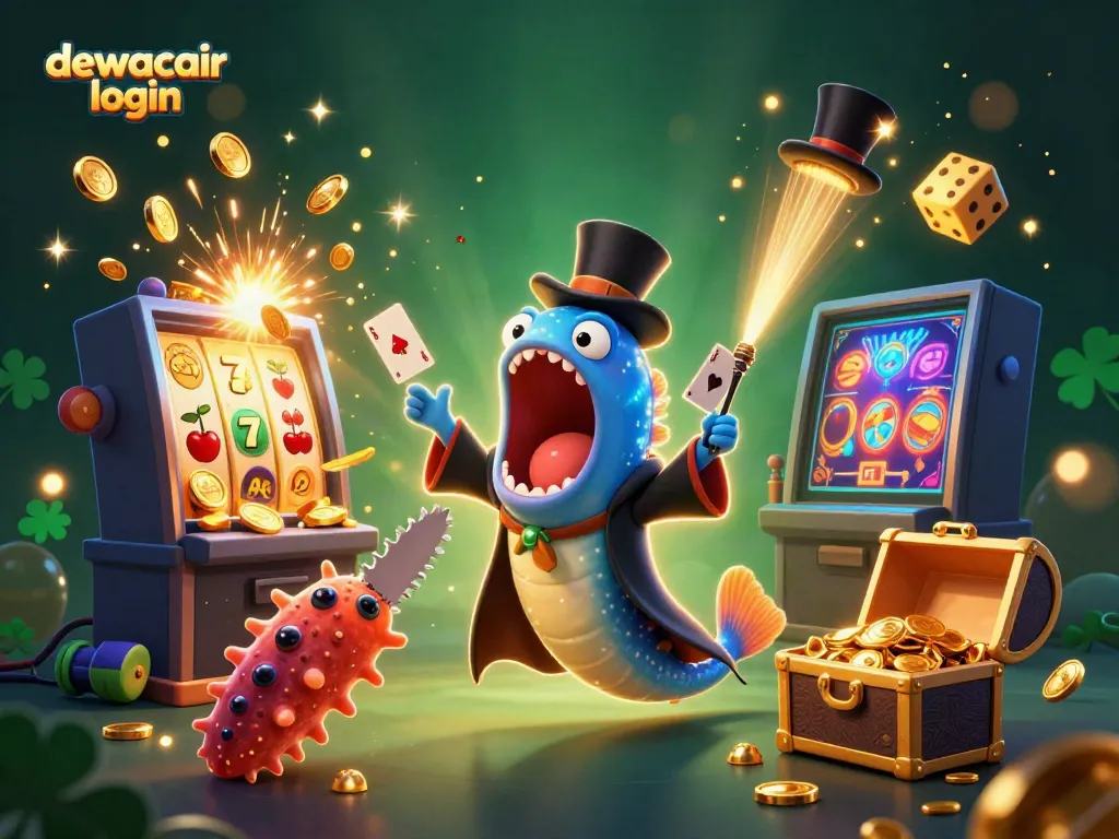 Experience the thrill of dewacair login with this vibrant 3D illustration showcasing a magical casino scene.
