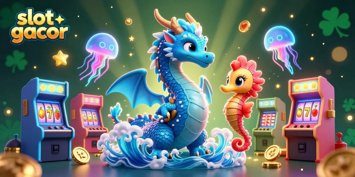 Engage with slot gacor through a stunning 3D illustration featuring mythical characters and vibrant casino elements.