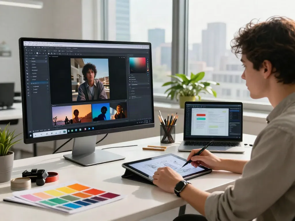 How safe is typeshutter.com demonstrated in a vibrant AI creative workspace.