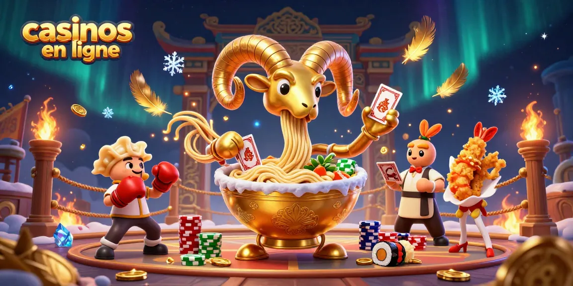 Les casinos en ligne s'animent dans une illustration 3D extravagante avec un bol de ramen géant.