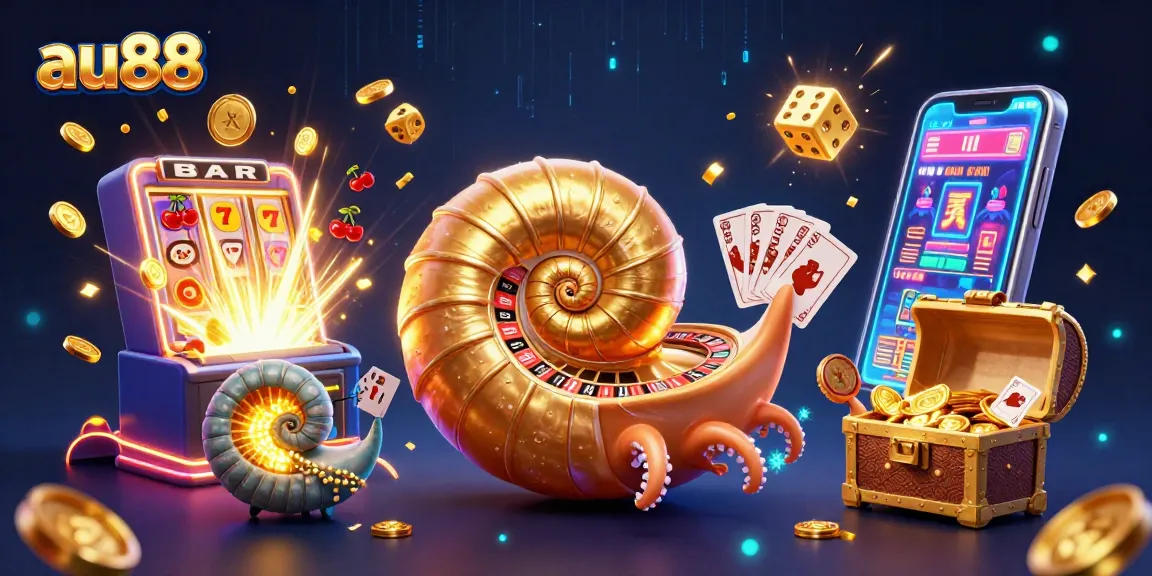 Experience thrilling moments with au88 as a majestic nautilus spins roulette and cards in a vibrant casino