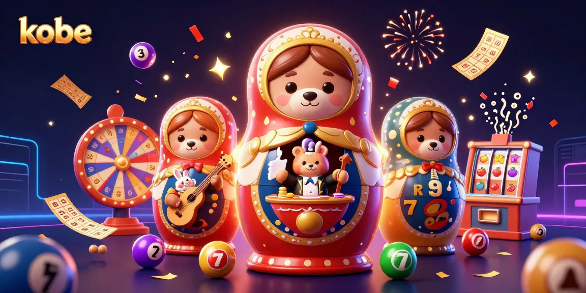 Kobe casino scene featuring Matryoshka bears with dealer outfits and lively game elements for an engaging experience