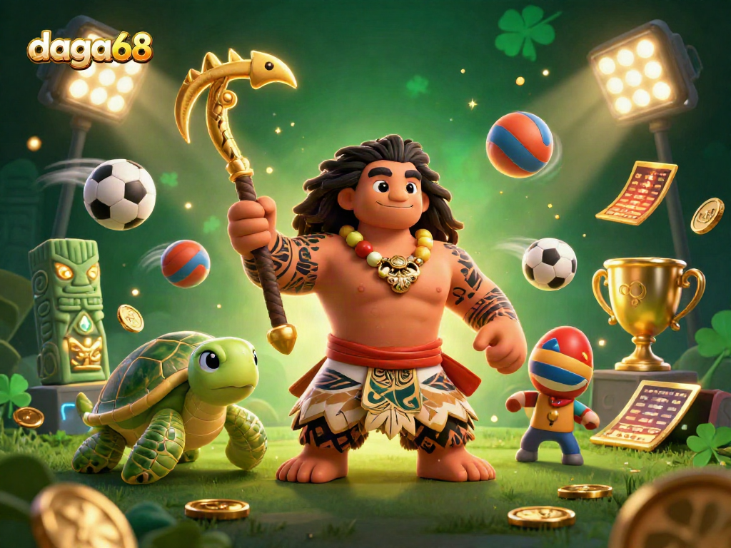 Experience thrilling sports betting excitement at daga68 with a vibrant 3D animated scene.