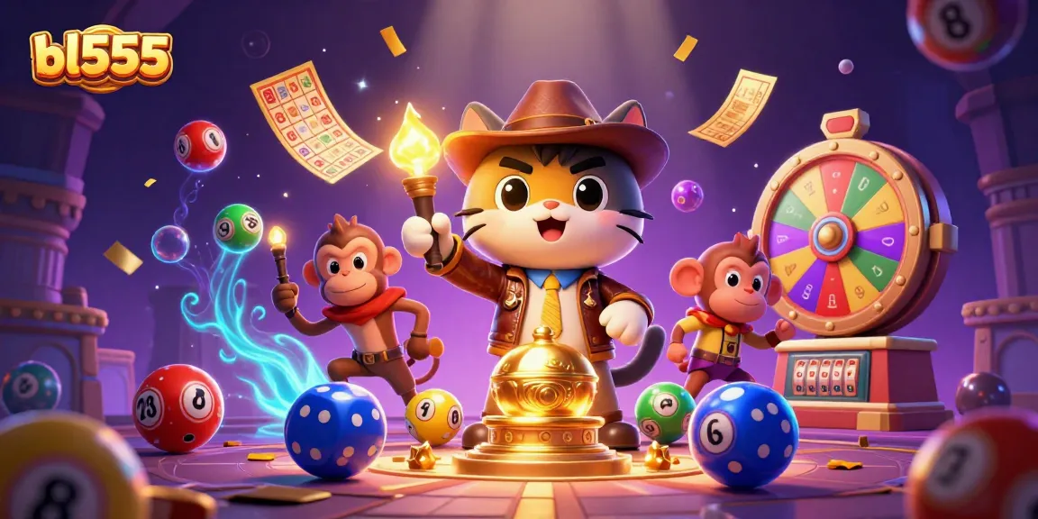 Experience the excitement of fortune at bl555 with a 3D scene filled with vibrant casino elements and adventure!
