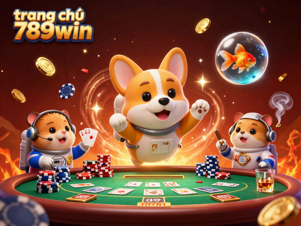 Experience thrilling games on trang chủ 789win with vibrant 3D casino illustration featuring an astronaut corgi!