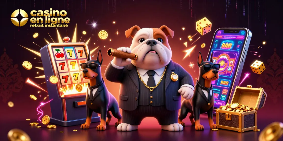 Profitez de jeux au casino en ligne retrait instantané avec une illustration captivante de personnages de casino.