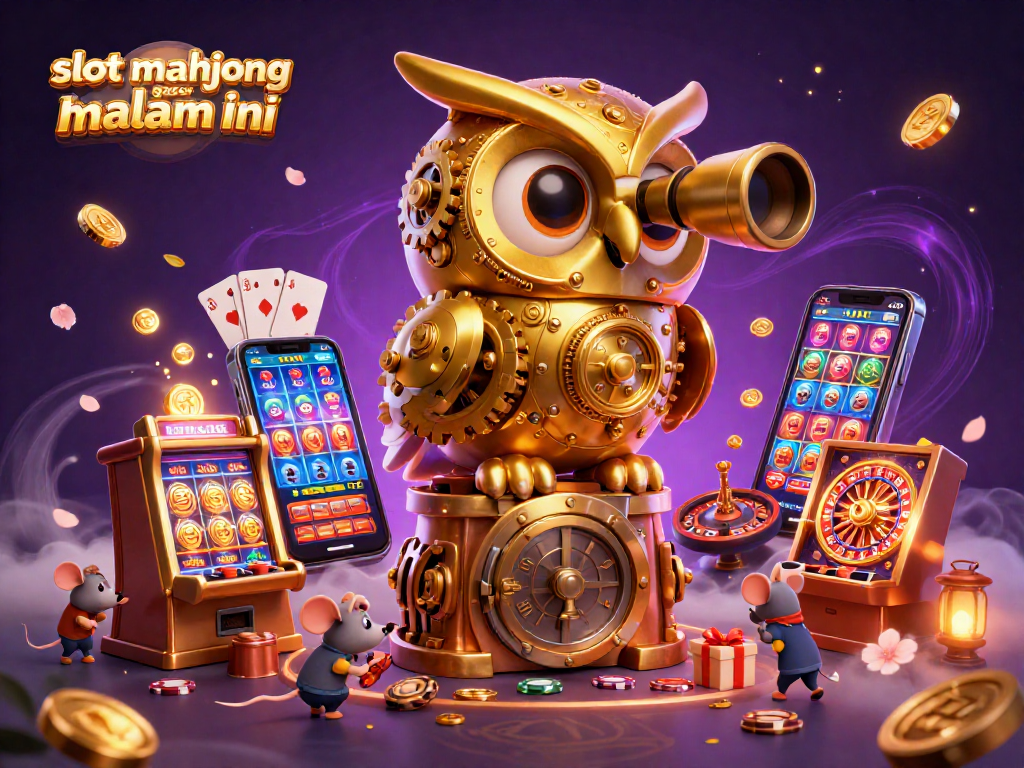 Experience slot mahjong gacor malam ini with vibrant 3D casino illustration, showcasing exciting gameplay elements.