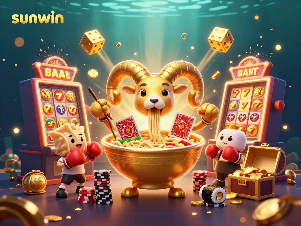 Experience thrilling game play at sunwin with a vibrant illustration featuring exciting casino elements.
