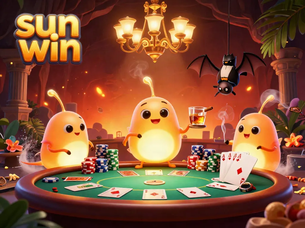 Experience thrilling gameplay at sun win with bioluminescent glowworms illuminating a vibrant casino atmosphere.