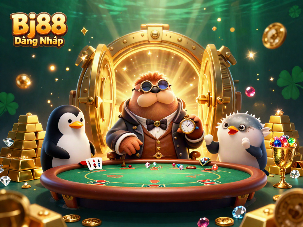 Engage with Bj88 Đăng Nhập for premium online gambling experiences at an underwater poker table.