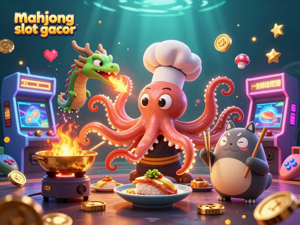Engage with mahjong slot gacor in a vibrant casino scene showcasing colorful game elements and unique characters.