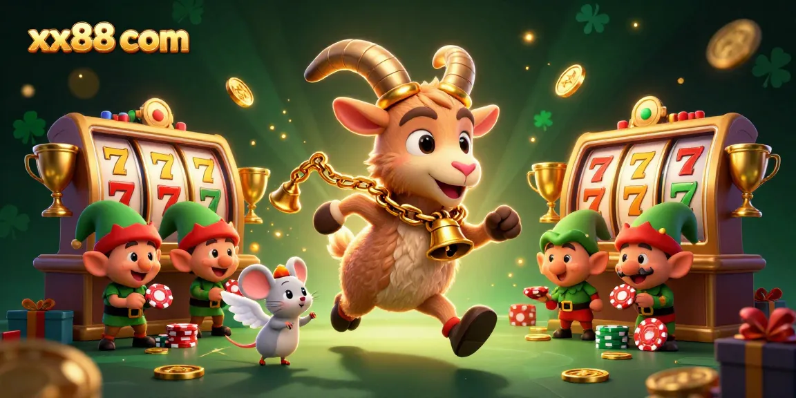 Win big at xx88 com with a lively scene showcasing a holiday-horror casino featuring exciting characters.
