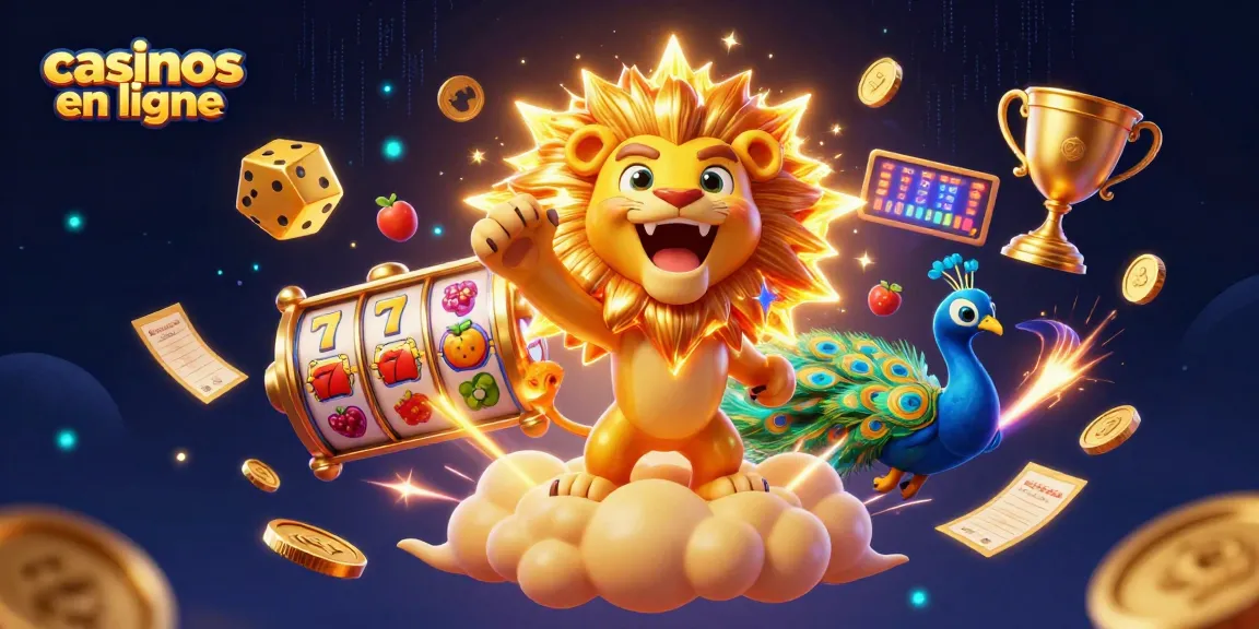 Découvrez les casinos en ligne à travers cette illustration vibrante mettant en avant l'univers dynamique des jeux d'argent.
