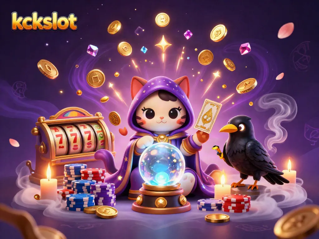 Rasakan sensasi permainan slot di kckslot dengan ilustrasi mistis pemangku kucing, burung gagak dan api lilin.