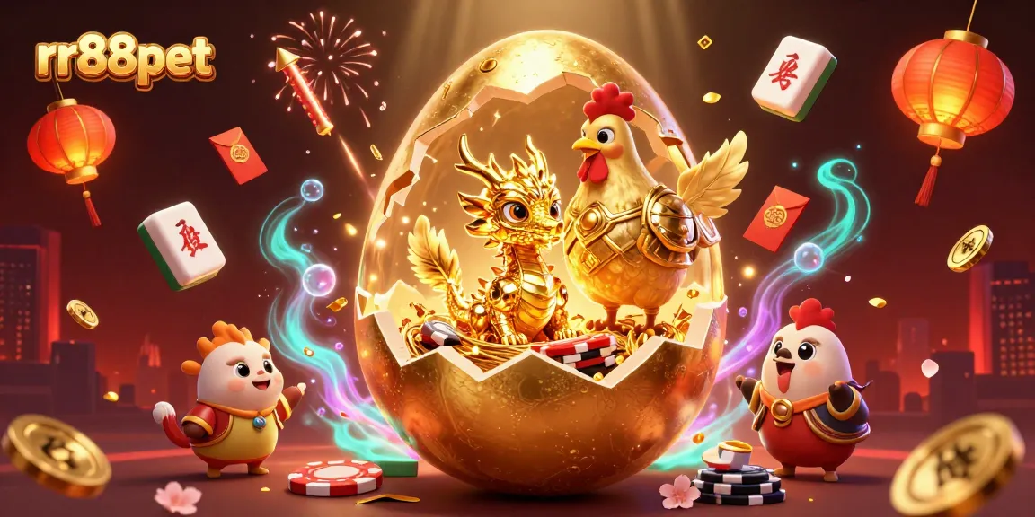 Experience thrilling wins playing at rr88pet with vibrant casino-themed artwork featuring a golden dragon and chips.