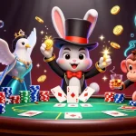 Experience thrilling gameplay at vn168 with a 3D magician rabbit, dove assistant, and monkey in action.