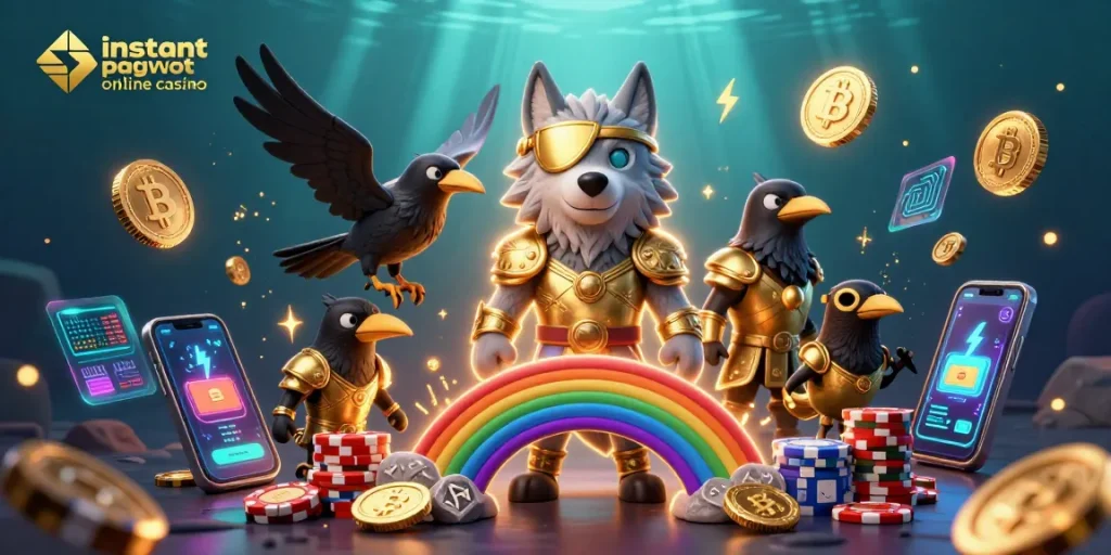 Experience the thrill of instant payout online casino Australia with this vibrant 3D illustration.
