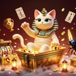 Jeux de casino en ligne avec un chat momie égyptien et des produits d'or qui explosent