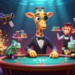 Play games at Go88 with a high-roller giraffe, monkey valet, and chameleon bartender in vibrant underwater casino.