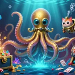 Experience thrilling wins with xim in this vibrant gambling-themed underwater scene filled with excitement.