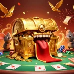 Experience the excitement of Caswino Casino Login with a vibrant poker scene attracting adventurer mice amidst celebratory elements.