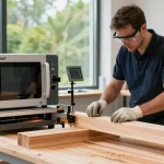 Shashel microwave device in action treating wood, showcasing chemical-free woodworm elimination.